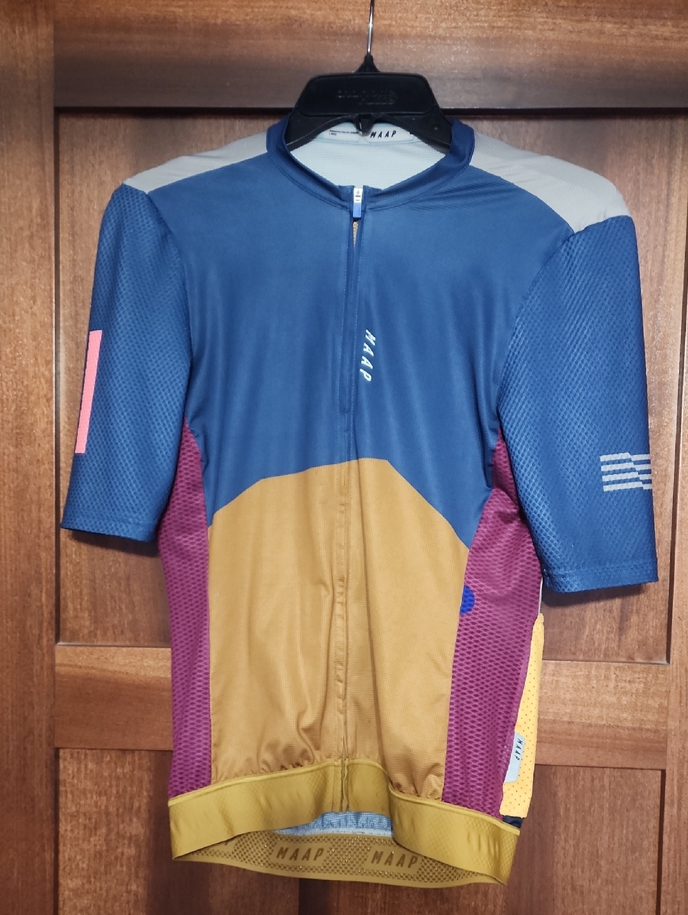 MAAP Women's Colorblock Cycling Jersey in Blue, Mustard & Burgundy